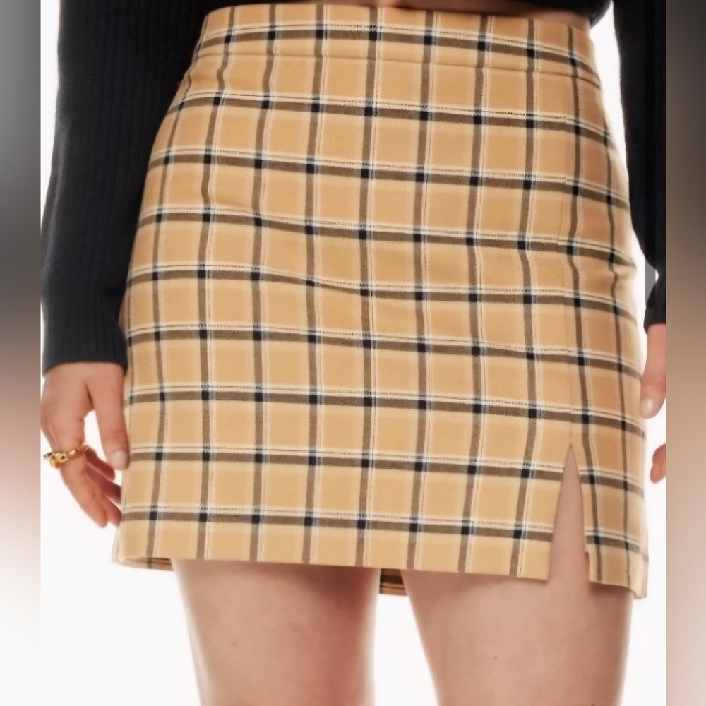 Wilfred Checkered Mini Skirt in Tan and Black - Picture 2 of 6